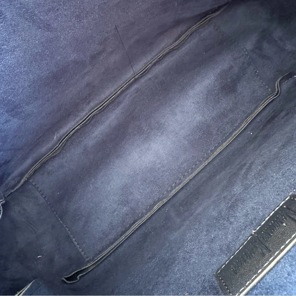 NEW Neiman Marcus Vegan Faux Leather Large Tote Bag Blue